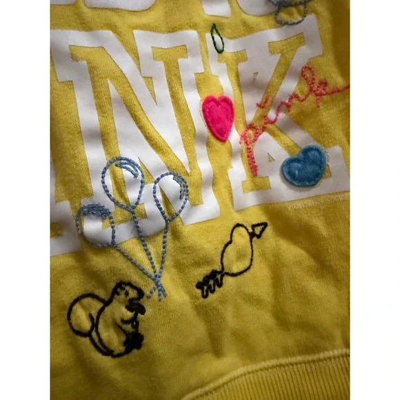 Victoria's Secret PINK Yellow All You Need Is PINK Embroidered Hoodie Small - Picture 6 of 9